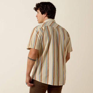 Camisa Ariat Retro Hawthorne Fitted Snap Sandshell Stripe Caballero