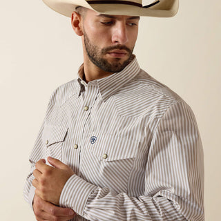 Camisa Ariat Pro Series Frasier Fitted Snap Roasted Cashew Stripe Caballero