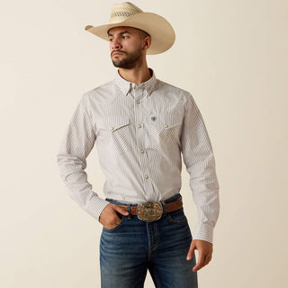 Camisa Ariat Pro Series Frasier Fitted Snap Roasted Cashew Stripe Caballero