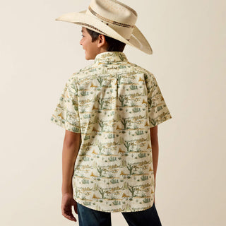 Camisa Ariat Sable Almond Oil Scenic Print Niño
