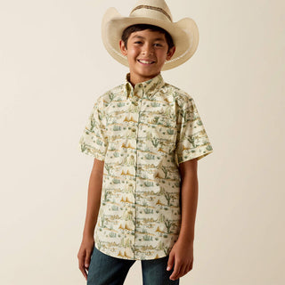 Camisa Ariat Sable Almond Oil Scenic Print Niño