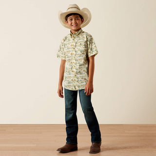 Camisa Ariat Sable Almond Oil Scenic Print Niño