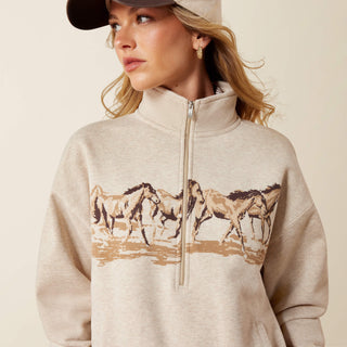 Suéter Running Wild 1/2 Zip Oatmeal Heather Dama