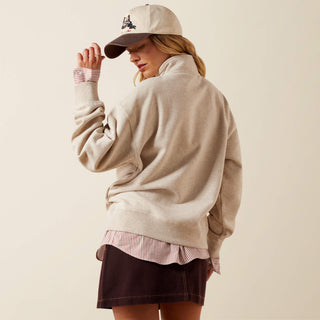 Suéter Running Wild 1/2 Zip Oatmeal Heather Dama