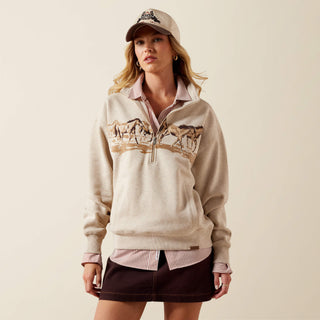 Suéter Running Wild 1/2 Zip Oatmeal Heather Dama