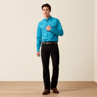 Camisa Ariat Clovis Fitted Snap Navagio Bay Geo Print Caballero