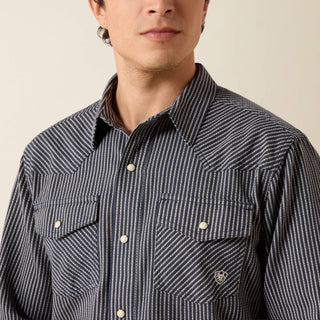 Camisa Ariat Retro Haywood Fitted Snap Ombre Blue Stripe Caballero
