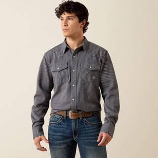 Camisa Ariat Retro Haywood Fitted Snap Ombre Blue Stripe Caballero