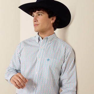 Camisa Ariat Crow Fitted White Longhorn Stripe Caballero
