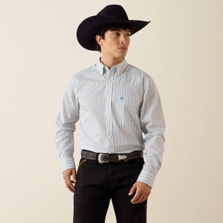 Camisa Ariat Crow Fitted White Longhorn Stripe Caballero