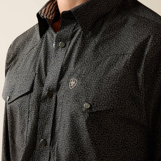 Camisa Ariat Wrinkle Free Braven Fitted Snap Black Caballero
