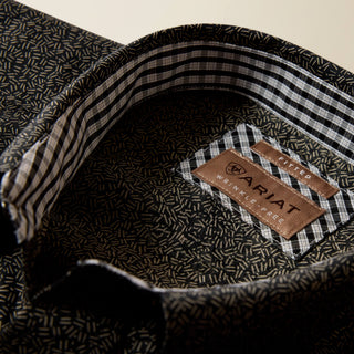 Camisa Ariat Wrinkle Free Braven Fitted Snap Black Caballero