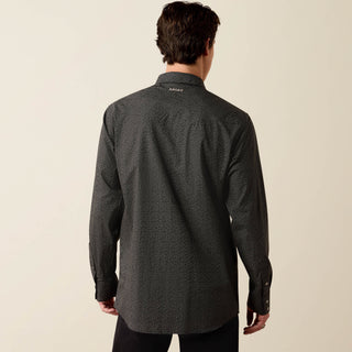 Camisa Ariat Wrinkle Free Braven Fitted Snap Black Caballero