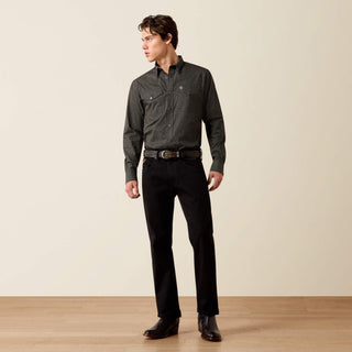 Camisa Ariat Wrinkle Free Braven Fitted Snap Black Caballero