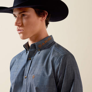 Camisa Ariat Team Logo Twill Fitted Chambray Blue Caballero