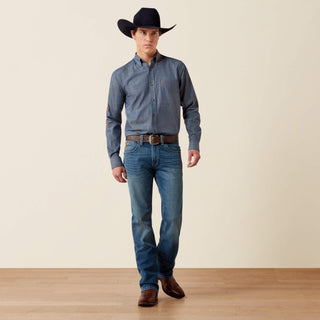 Camisa Ariat Team Logo Twill Fitted Chambray Blue Caballero