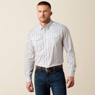 Camisa Ariat Everything Classic Fit Snap White Geo Stripe Caballero