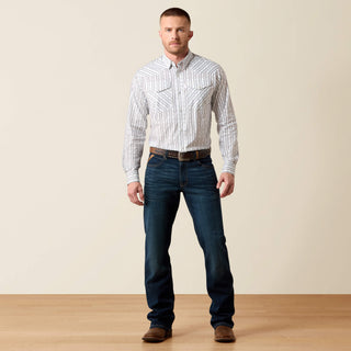 Camisa Ariat Everything Classic Fit Snap White Geo Stripe Caballero