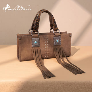 Bolso Montana West Flecos Conchos Marrón Dama