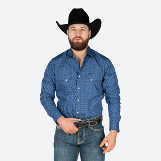 Camisa Wrangler Cráneo Azul Caballero