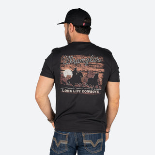 Playera Wrangler Cowboy Negro Caballero