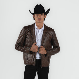 Chamarra Erick Cordova Avestruz Chocolate Caballero