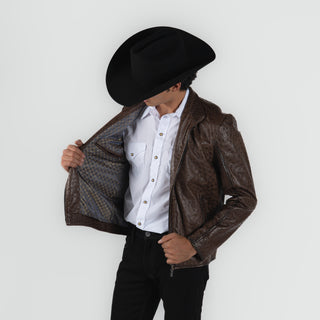 Chamarra Erick Cordova Avestruz Chocolate Caballero