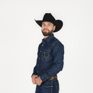 Camisa Wrangler Mezclilla Obscura Caballero