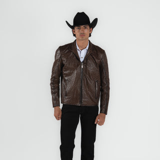 Chamarra Erick Cordova Avestruz Chocolate Caballero