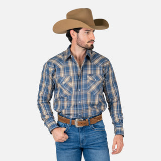 Camisa Wrangler Cuadro Azul Caballero