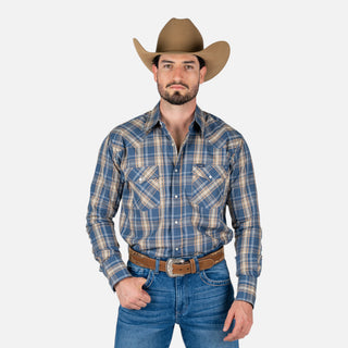 Camisa Wrangler Cuadro Azul Caballero