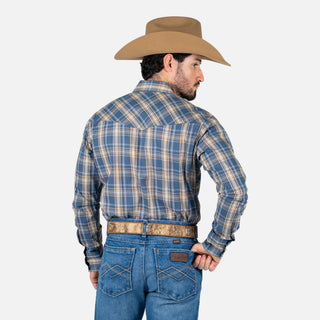 Camisa Wrangler Cuadro Azul Caballero
