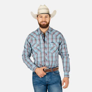 Camisa Wrangler Cuadro Azul Caballero