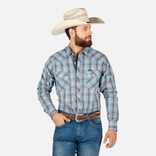 Camisa Wrangler Cuadro Azul Caballero