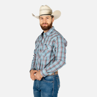 Camisa Wrangler Cuadro Azul Caballero
