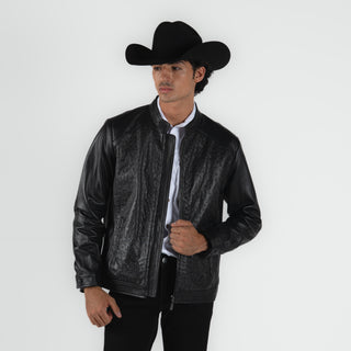 Chamarra Erick Cordova Borrego Avestruz Negro Caballero