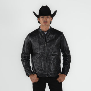 Chamarra Erick Cordova Borrego Avestruz Negro Caballero