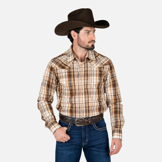 Camisa Wrangler Retro Cuadros Marrón Caballero