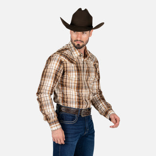 Camisa Wrangler Retro Cuadros Marrón Caballero
