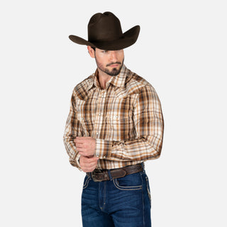 Camisa Wrangler Retro Cuadros Marrón Caballero