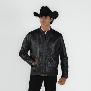 Chamarra Erick Cordova Borrego Avestruz Negro Caballero