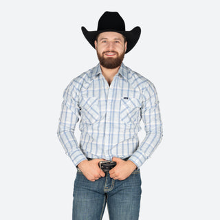Camisa Wrangler Cuadros Cielo Caballero