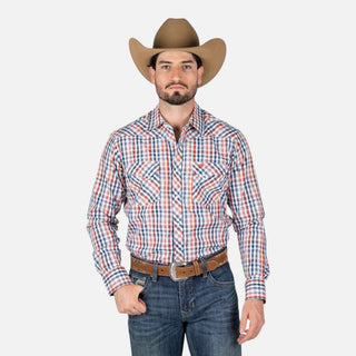 Camisa Wrangler Cuadros Marino Caballero