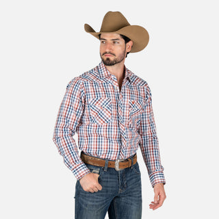 Camisa Wrangler Cuadros Marino Caballero