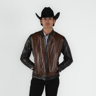 Chamarra Erick Cordova Borrego Grabado Cocodrilo Chocolate Caballero
