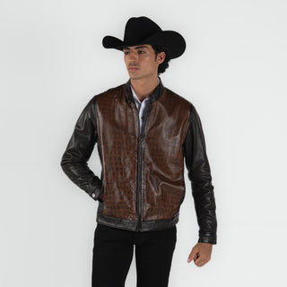 Chamarra Erick Cordova Borrego Grabado Cocodrilo Chocolate Caballero