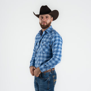 Camisa Wrangler Cuadros Azul Caballero