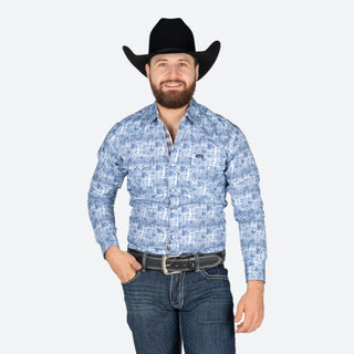 Camisa Wrangler Estampado Azul Caballero