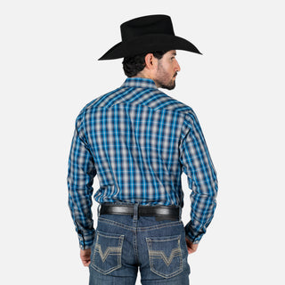 Camisa Wrangler Cuadros Azul Caballero