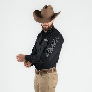 Camisa Wrangler Logo Raya Negro Caballero